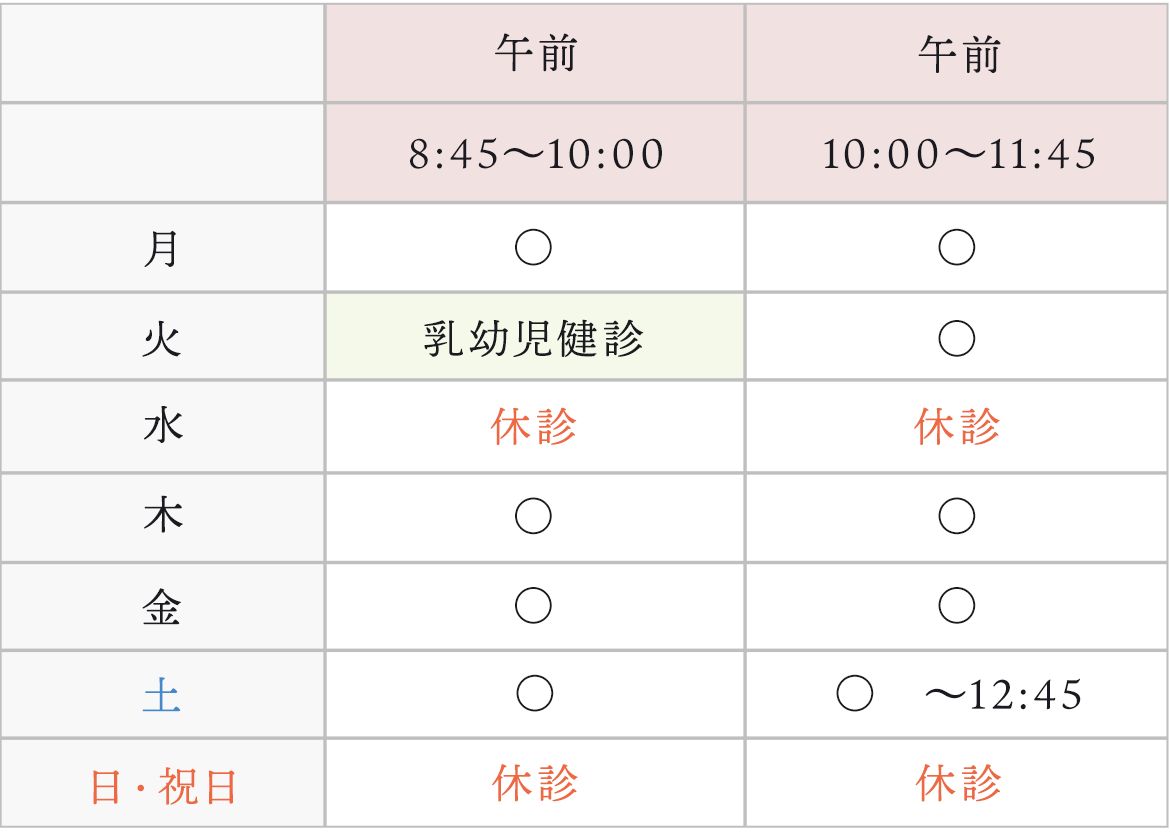 診療日・診療受付時間